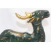 Natural Green Jade gemstone buck deer Figure Gold paint Home Decorative Gift